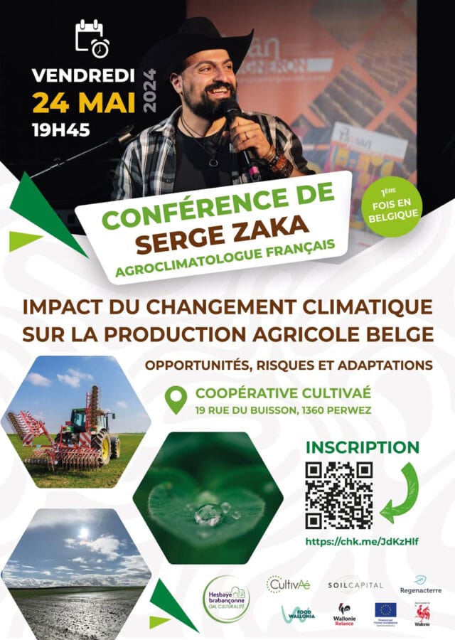Pour la première fois en Belgique, Serge Zaka donne une conférence à propos de l’impact du changement climatique sur la production agricole belge.